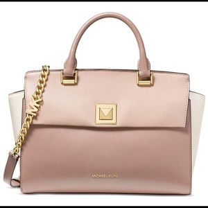 MK Michael Kors Sylvia Tri-Color Leather Satchel